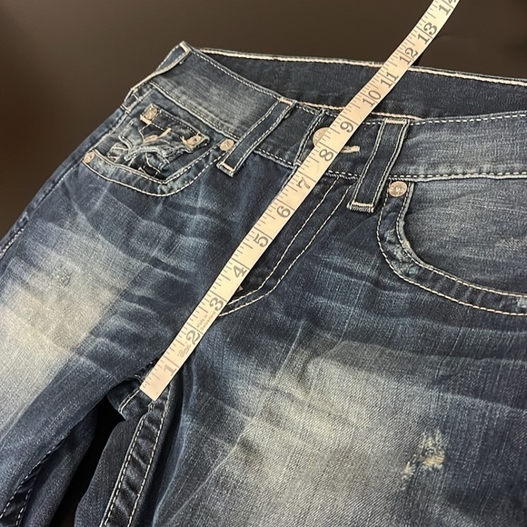 True Religion Y2K low rise World Tour jeans Straight with flaps, sz 29 - Picture 12 of 16